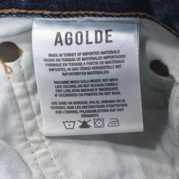 Agolde Dame Shorts High Rise Baggy Blue Denim Cuff Button Fly - Picture 9 of 11